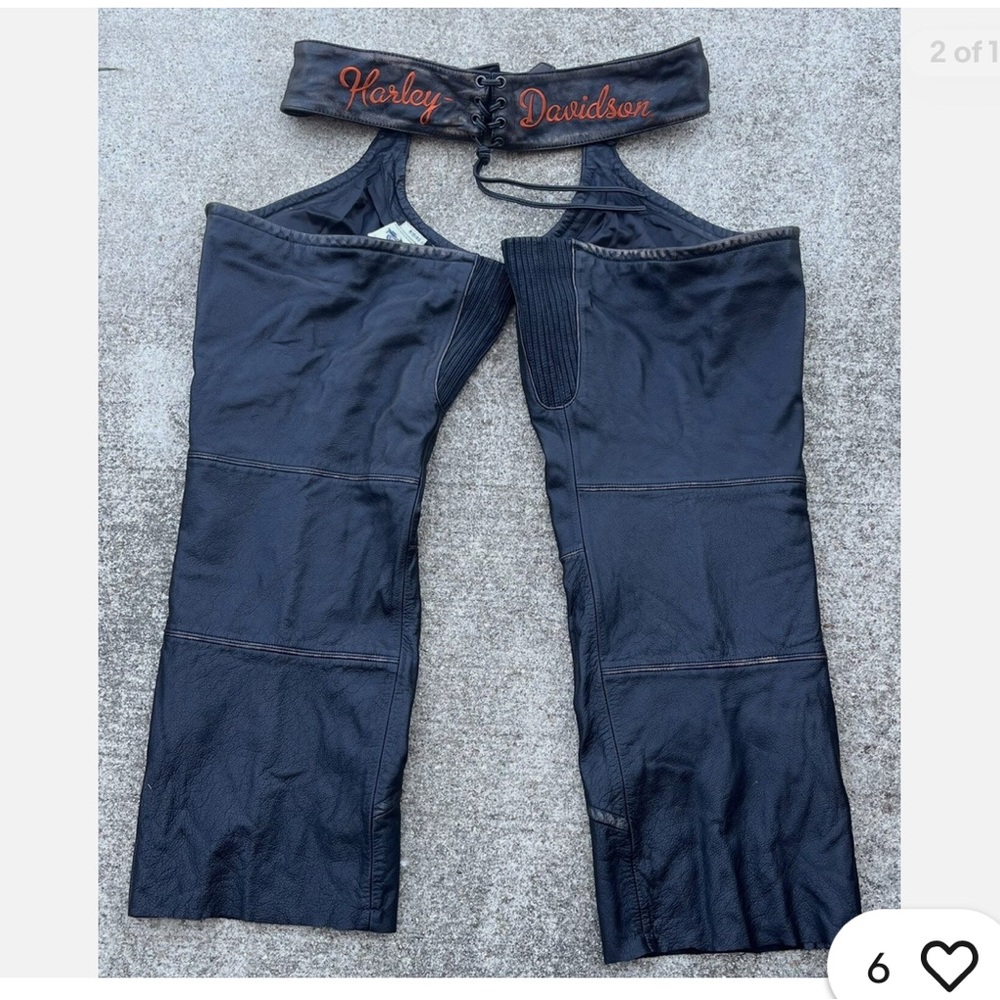 Women’s Harley Davidson Motorcycle Leather Chaps Embroidered Logo Lined